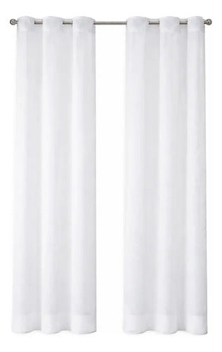 Juego De Cortinas Blancas Poliéster Estampada 106cm X 160cm Blanco