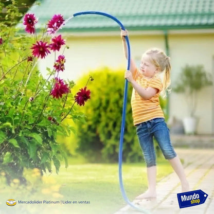 Manguera De Jardin Para Riego 20 Metros C/acoples Y Soporte Azul