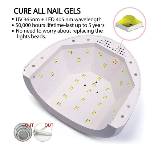 Lampara Uv Led Secador Uñas Profesional En Gel Premium 48w