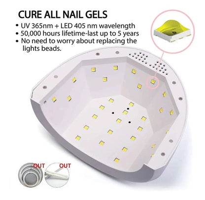 Lampara Uv Led Secador Uñas Profesional En Gel Premium 48w