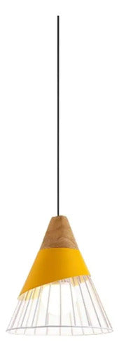 Lampara Nordica Conica Metal Y Madera Columbus