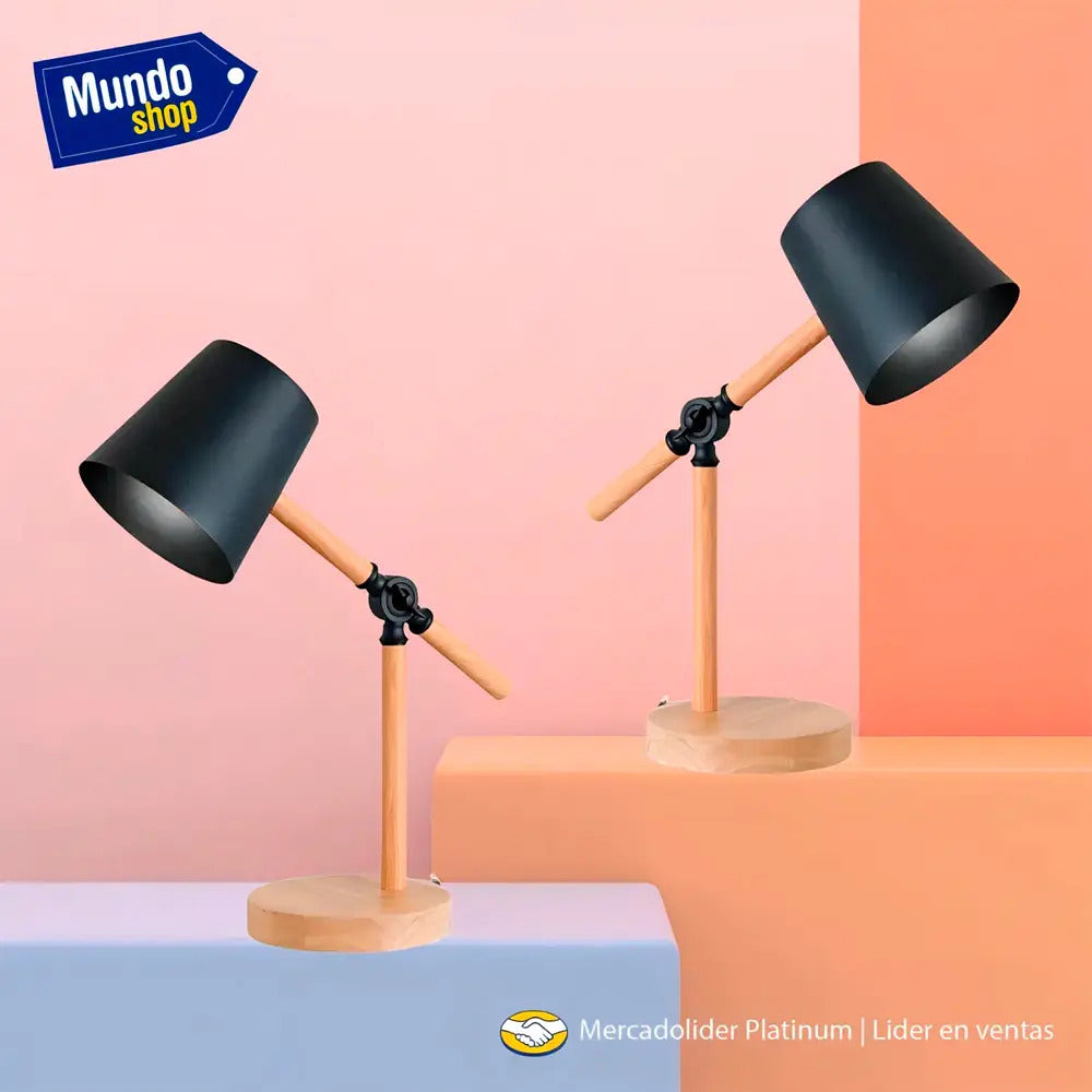 Lampara escritorio portátil nórdica metal madera ajustable