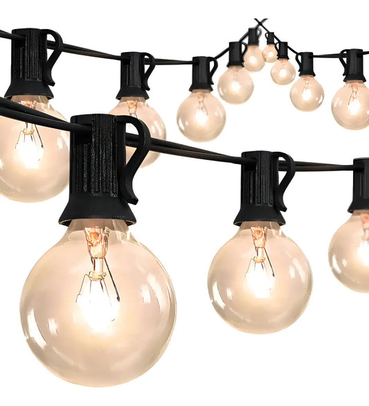 Guirnaldas guia de 25 luces vintage exterior + 2 repuestos blanco cálido