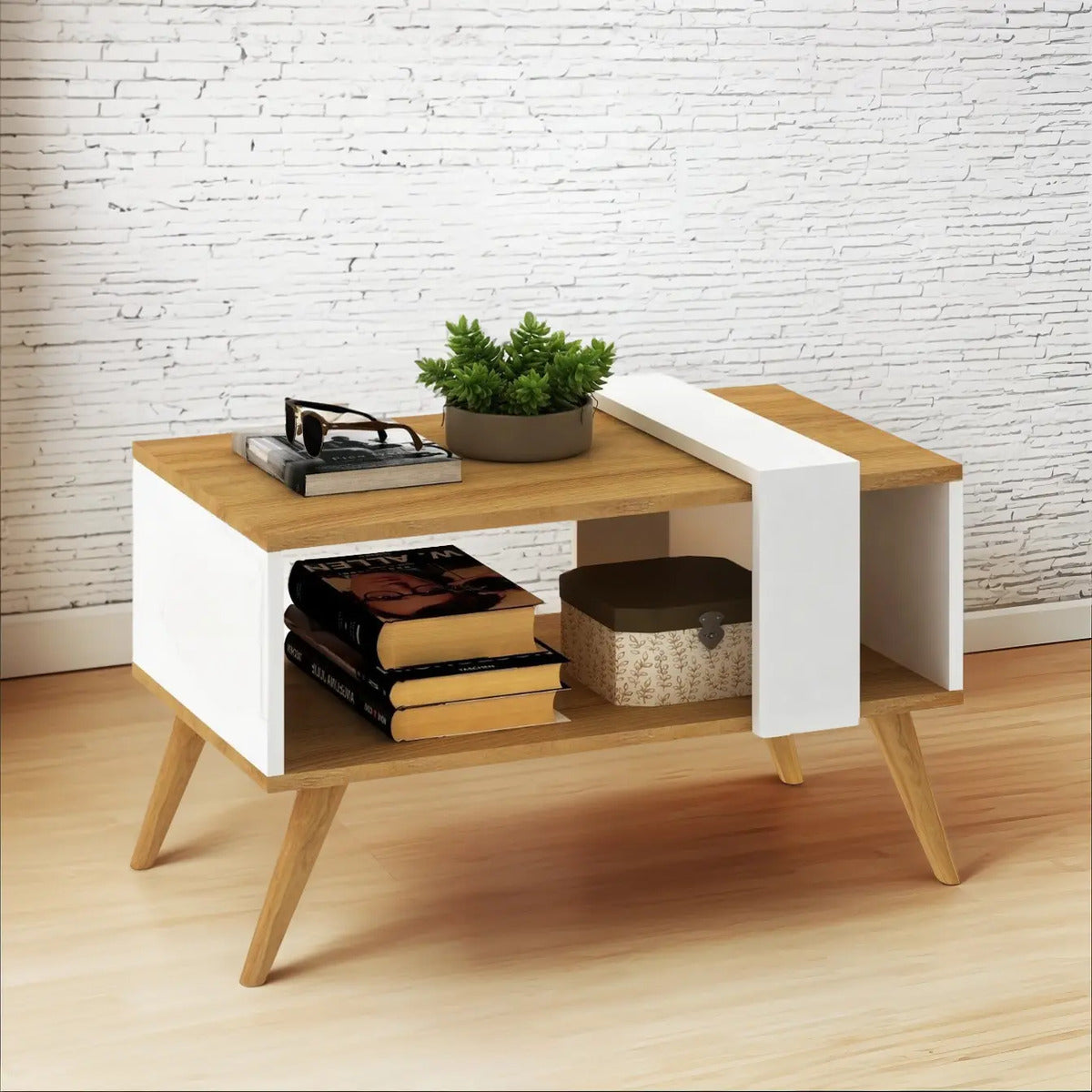 Mesa ratona living centro nogal combinado moderna nórdico