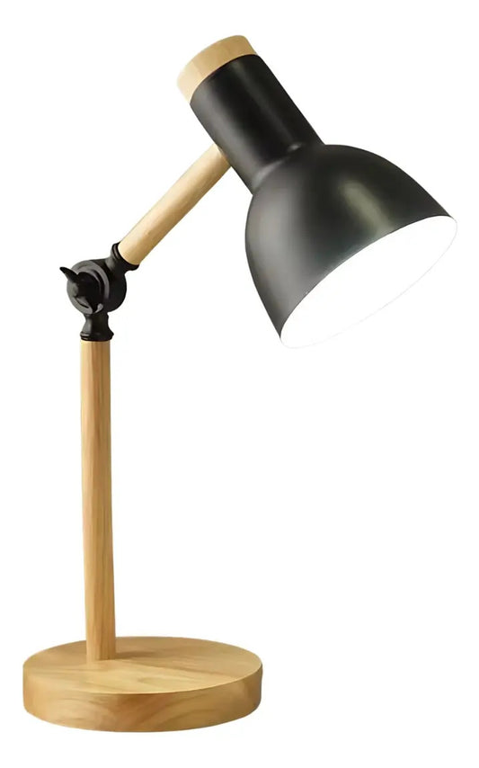Lampara de escritorio portatil nordica madera y metal