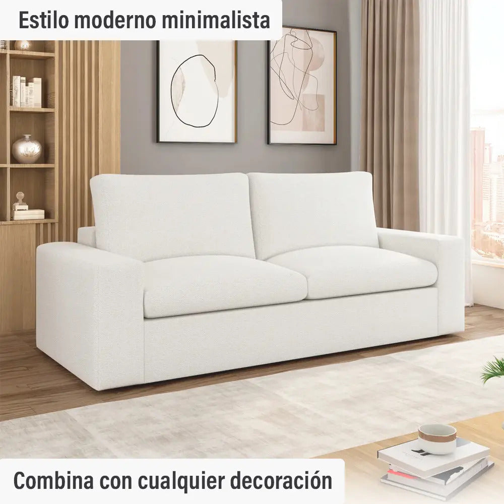 Sillón sofá living 2 cuerpos Litus compactado en caja beige