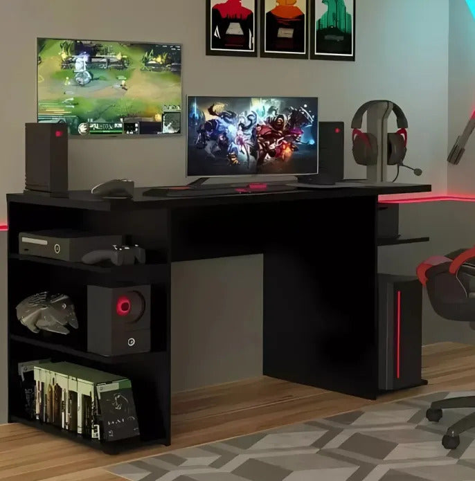 Escritorio gamer negro + silla gamer ergonómica regulable