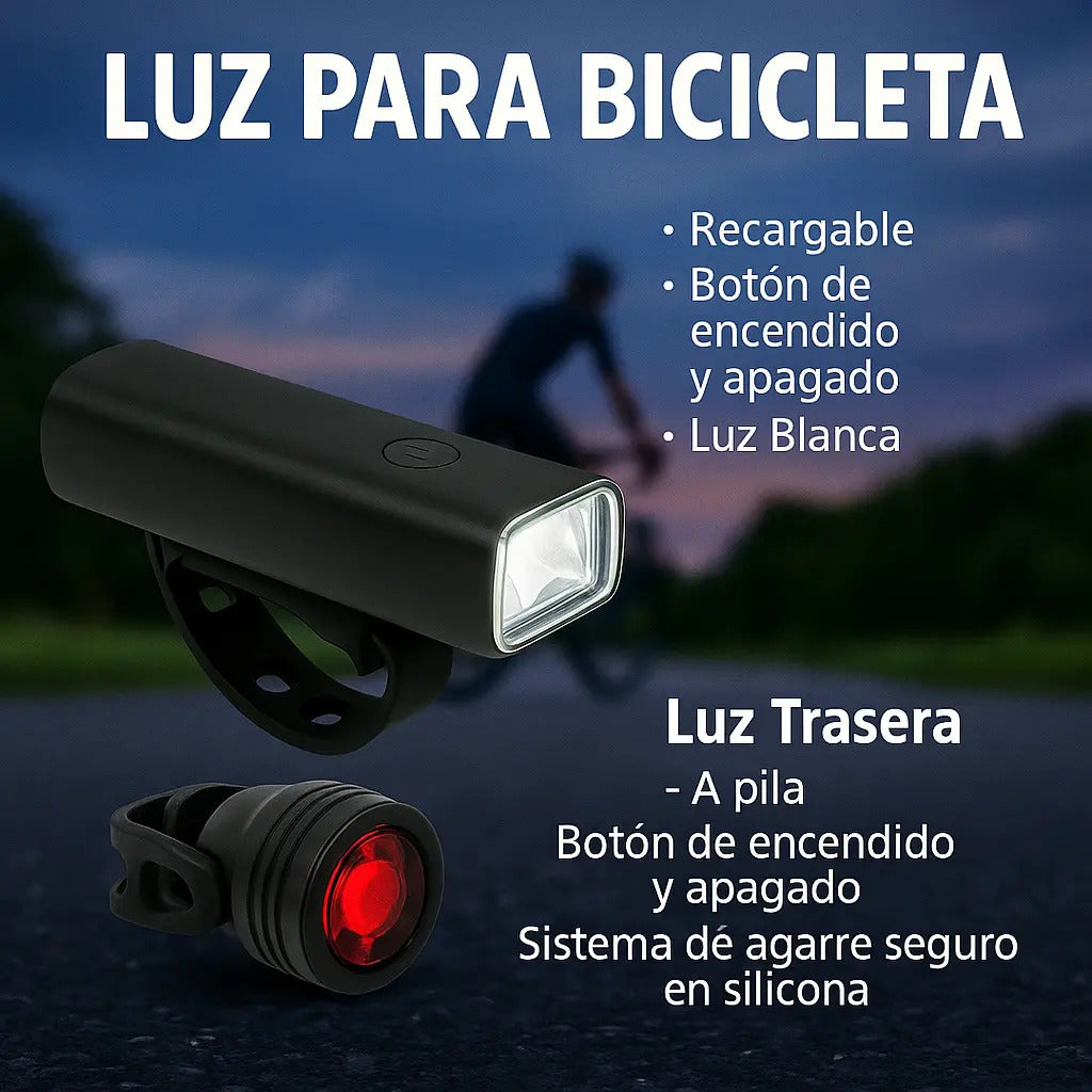 Luz para bicicleta set linterna trasera + delantera