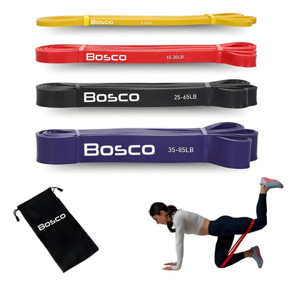 Set 4 bandas elasticas resistencia Bosco latex + bolso