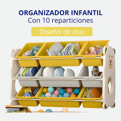 Organizador Plástico 10 Reparticiones Con Diseño P/niños Color Blanco Piccoly Cajonera