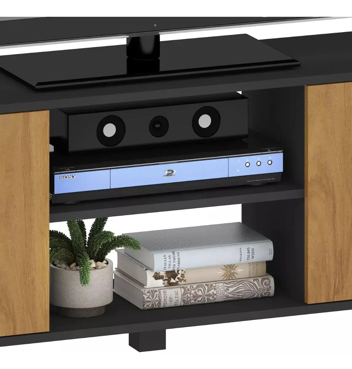 Rack para TV 2 puertas 4 estantes LED LCD mesa living