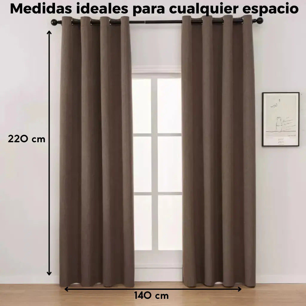 Cortina 2 paños 140 x220 cm textura lino blackout