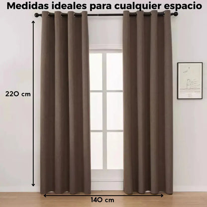 Cortina 2 paños 140 x220 cm textura lino blackout
