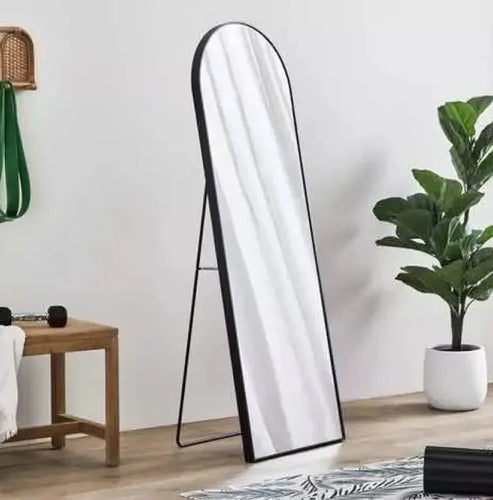 Espejo De Pie Ovalado 157cm De Aluminio Living Dormitorio Negro